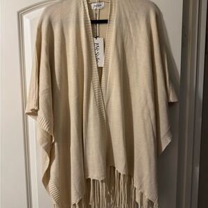 Beige Fringe Open Cardigan